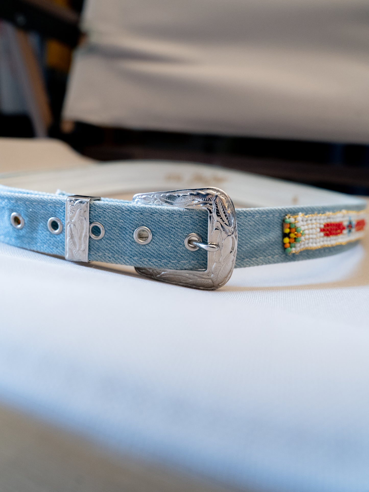 1990s "Billy Belts" Navajo Beaded 2712 Denim Belt - Size 26