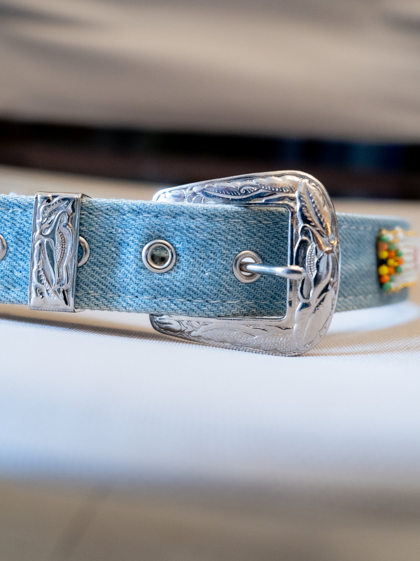 1990s "Billy Belts" Navajo Beaded 2712 Denim Belt - Size 26
