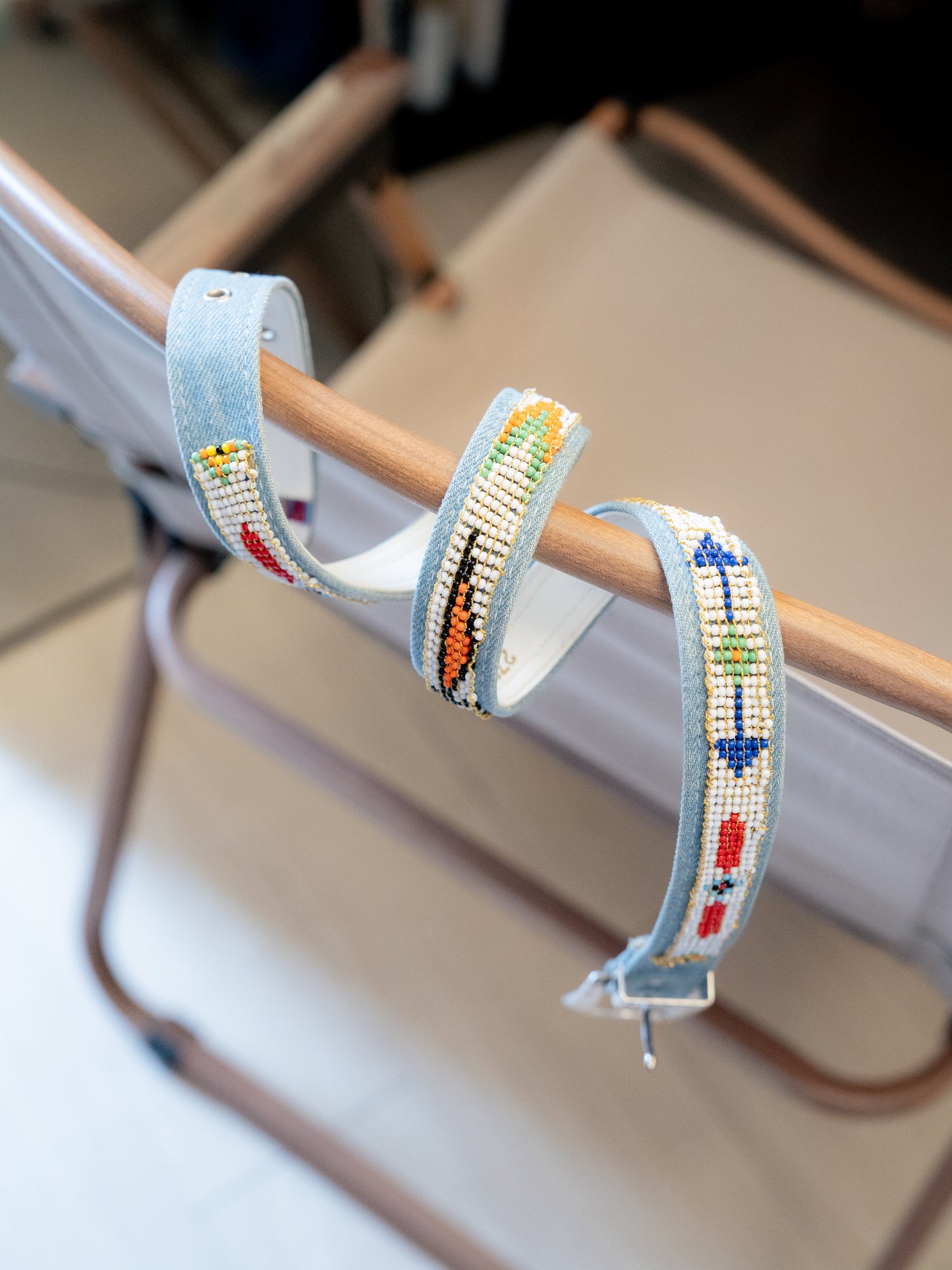 1990s "Billy Belts" Navajo Beaded 2712 Denim Belt - Size 26