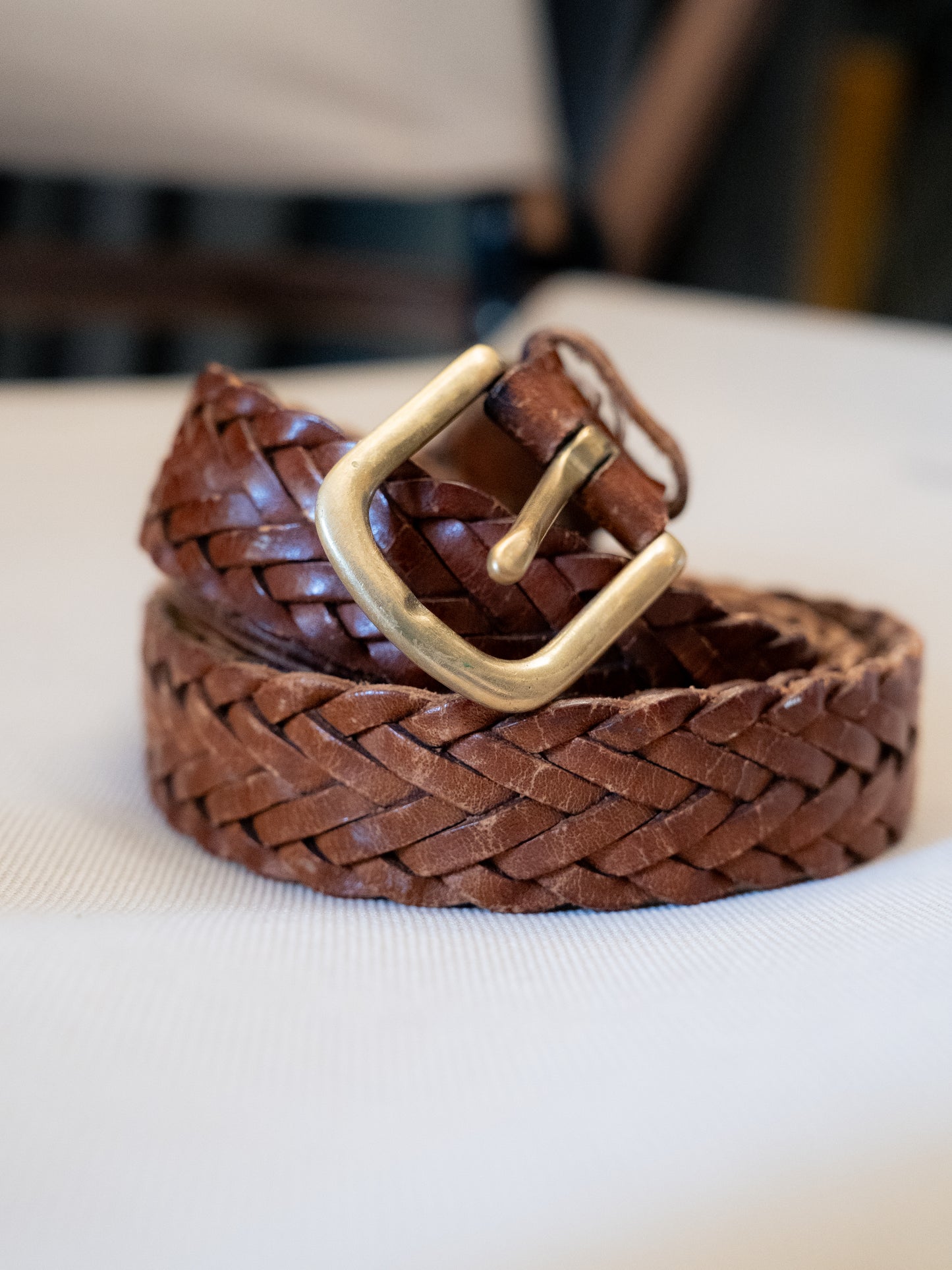 1990s "L.L. Bean" 1700 Woven Braided Leather Belt - Size 38
