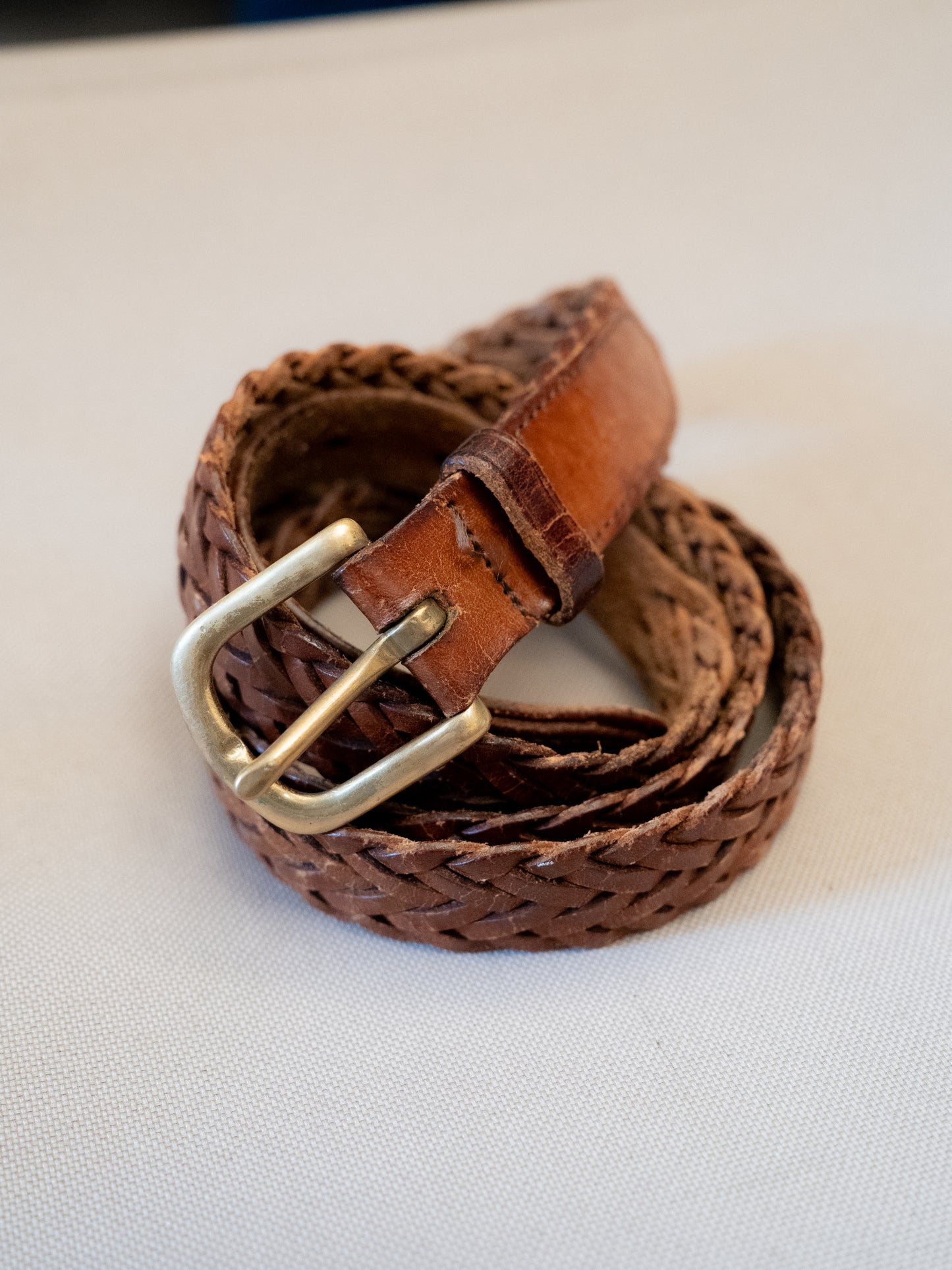 1990s "L.L. Bean" 1700 Woven Braided Leather Belt - Size 38