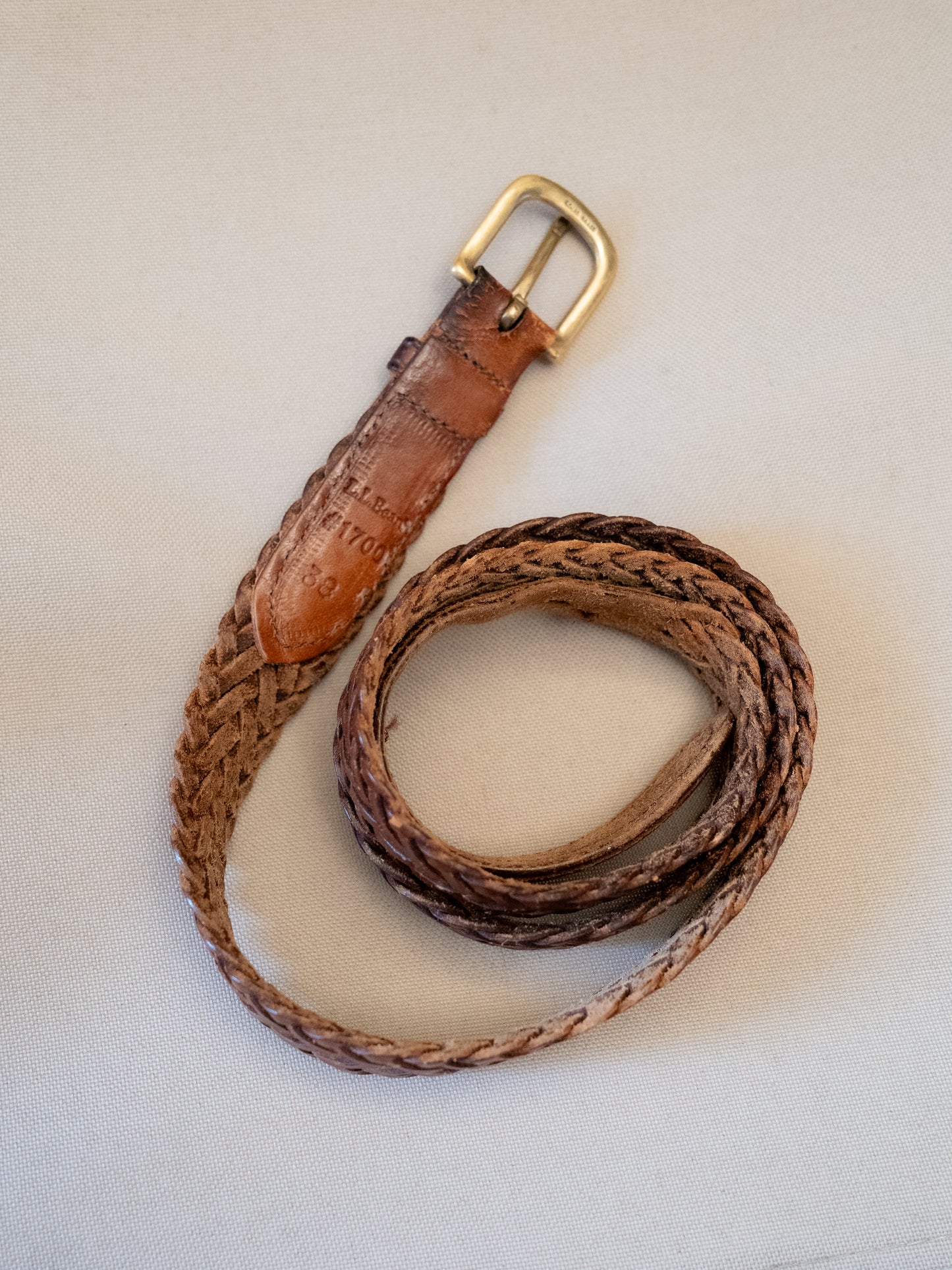 1990s "L.L. Bean" 1700 Woven Braided Leather Belt - Size 38