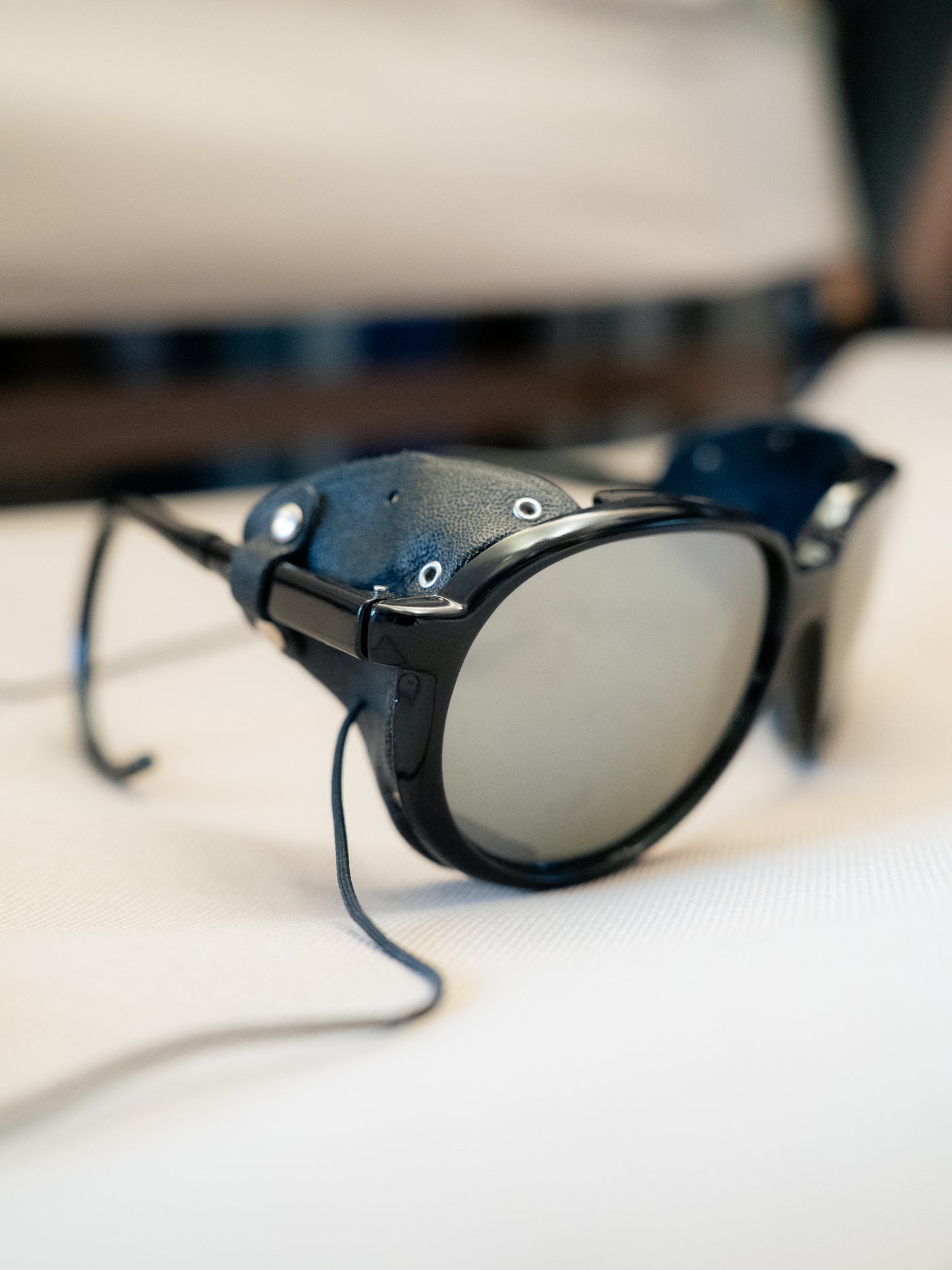 1970s Japanese Plastic Sunglasses with Leather Side Shields