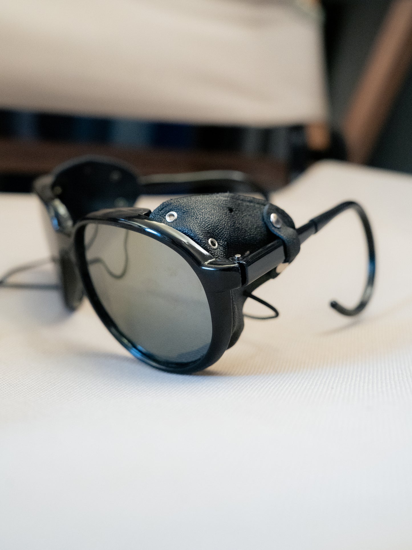 1970s Japanese Plastic Sunglasses with Leather Side Shields