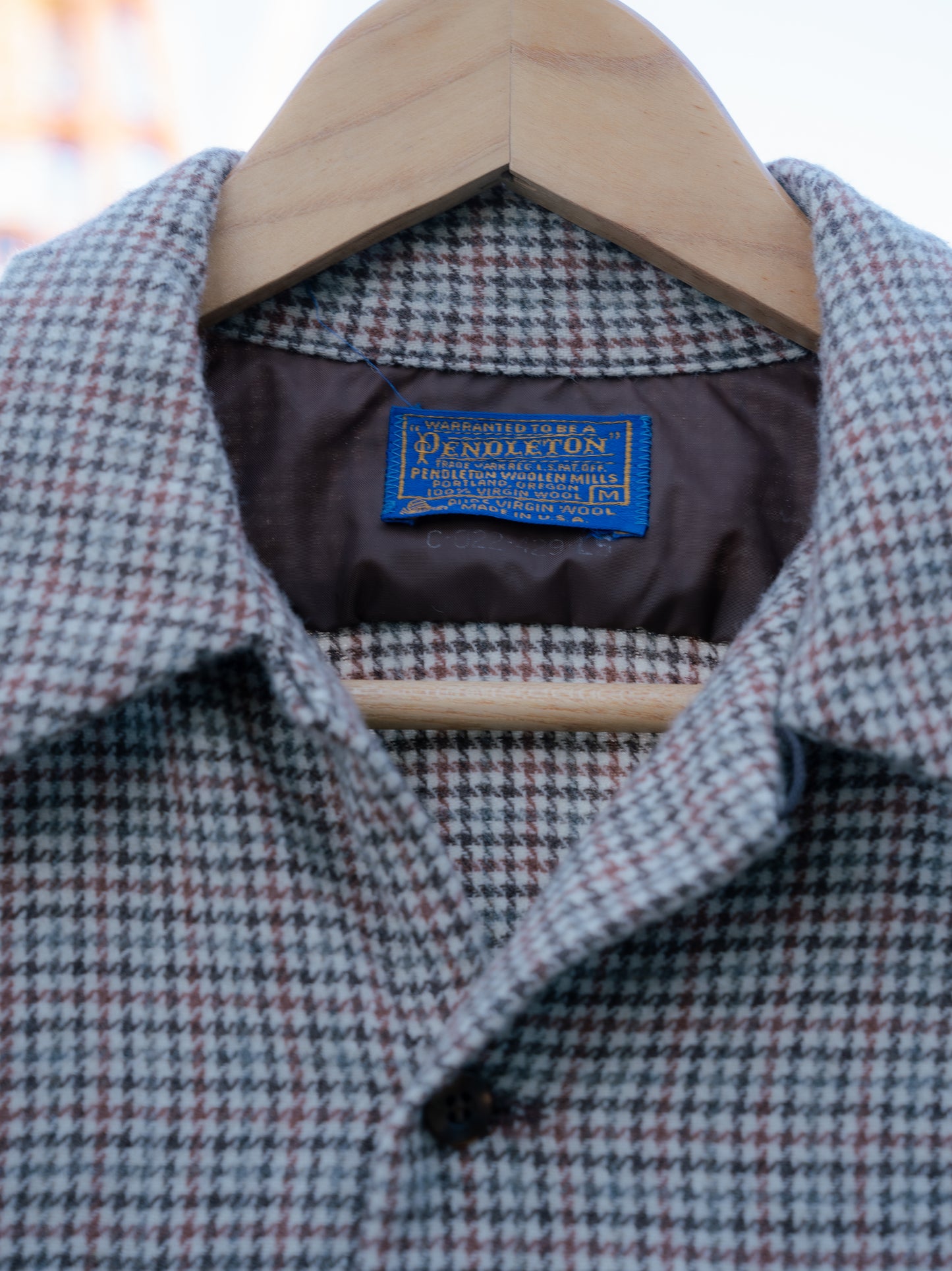 1970s "PENDLETON" Wool Houndstooth Board Shirt