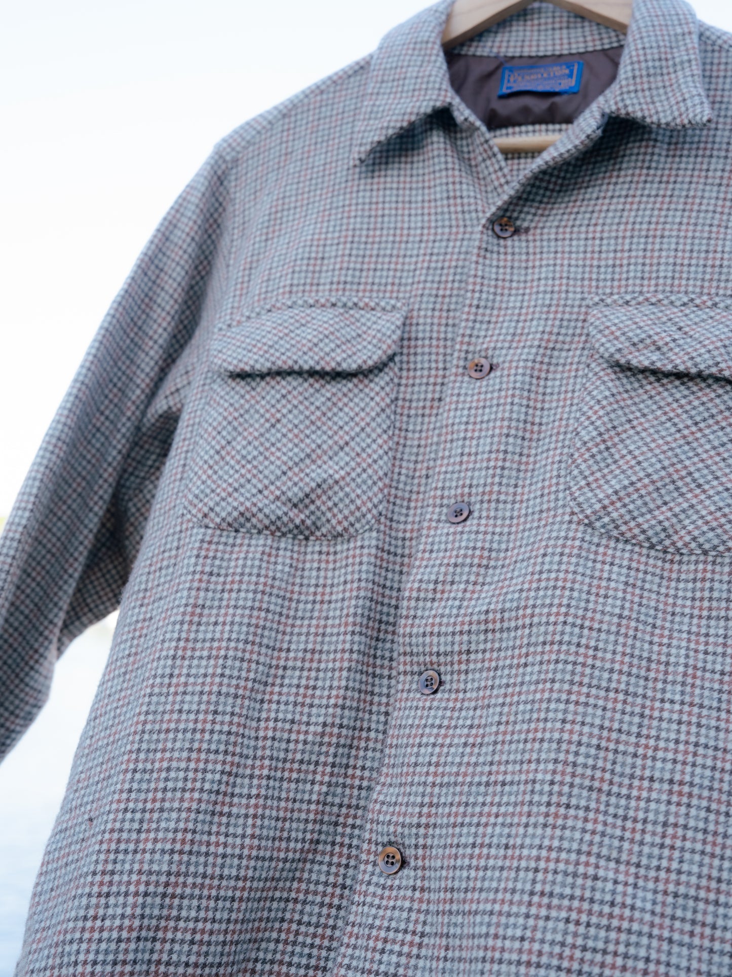 1970s "PENDLETON" Wool Houndstooth Board Shirt