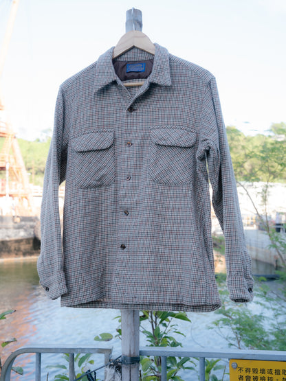 1970s "PENDLETON" Wool Houndstooth Board Shirt