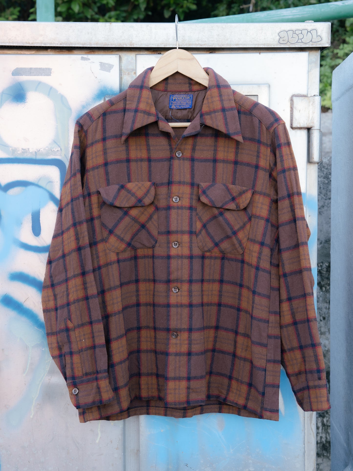 Late 1960s "PENDLETON" Wool Plaid Board Shirt