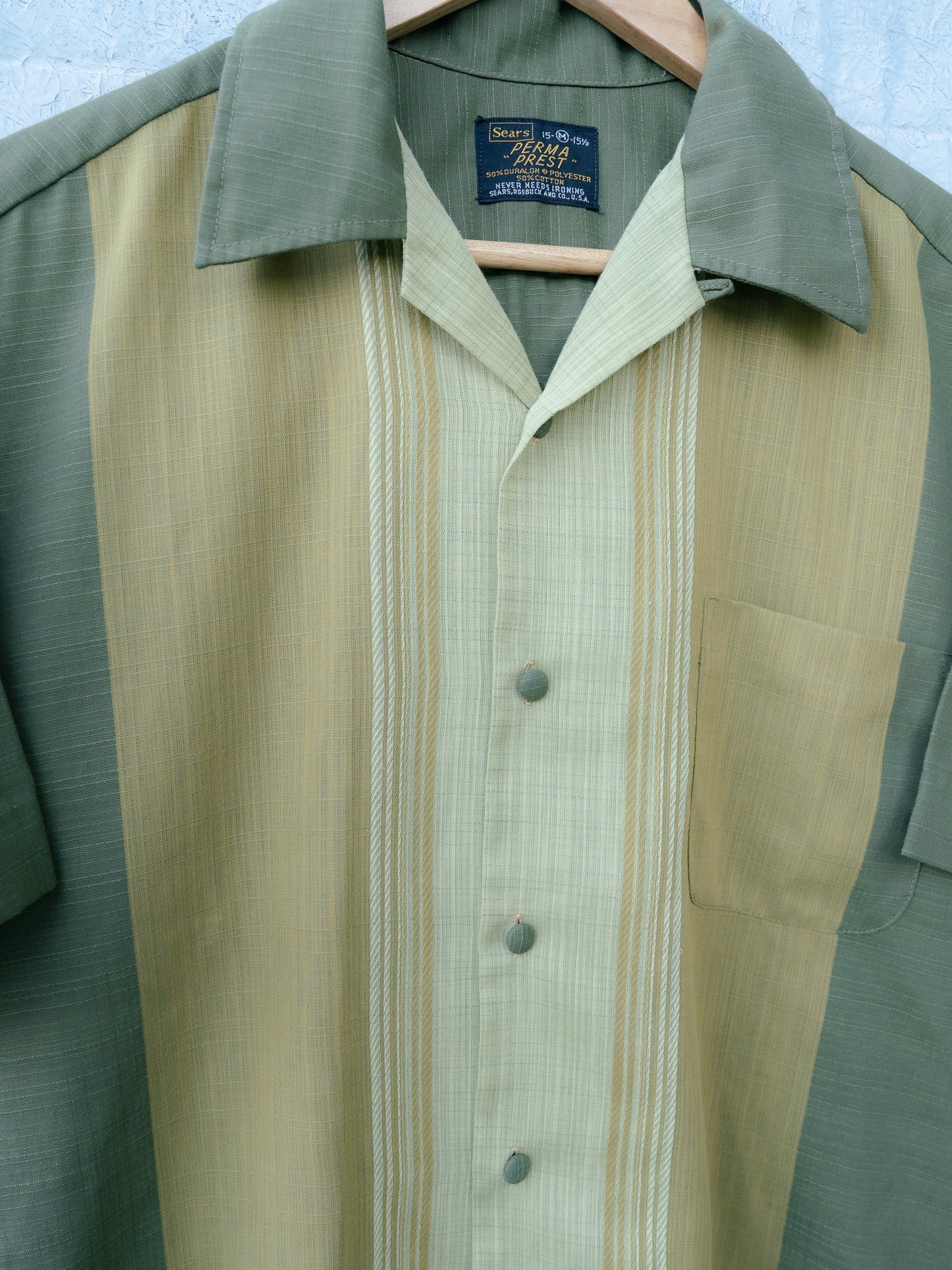 1960s "SEARS" PERMA PREST Loop Collar Shirt