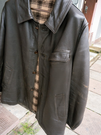 1970s French EDF Le Corbusier Leather Jacket