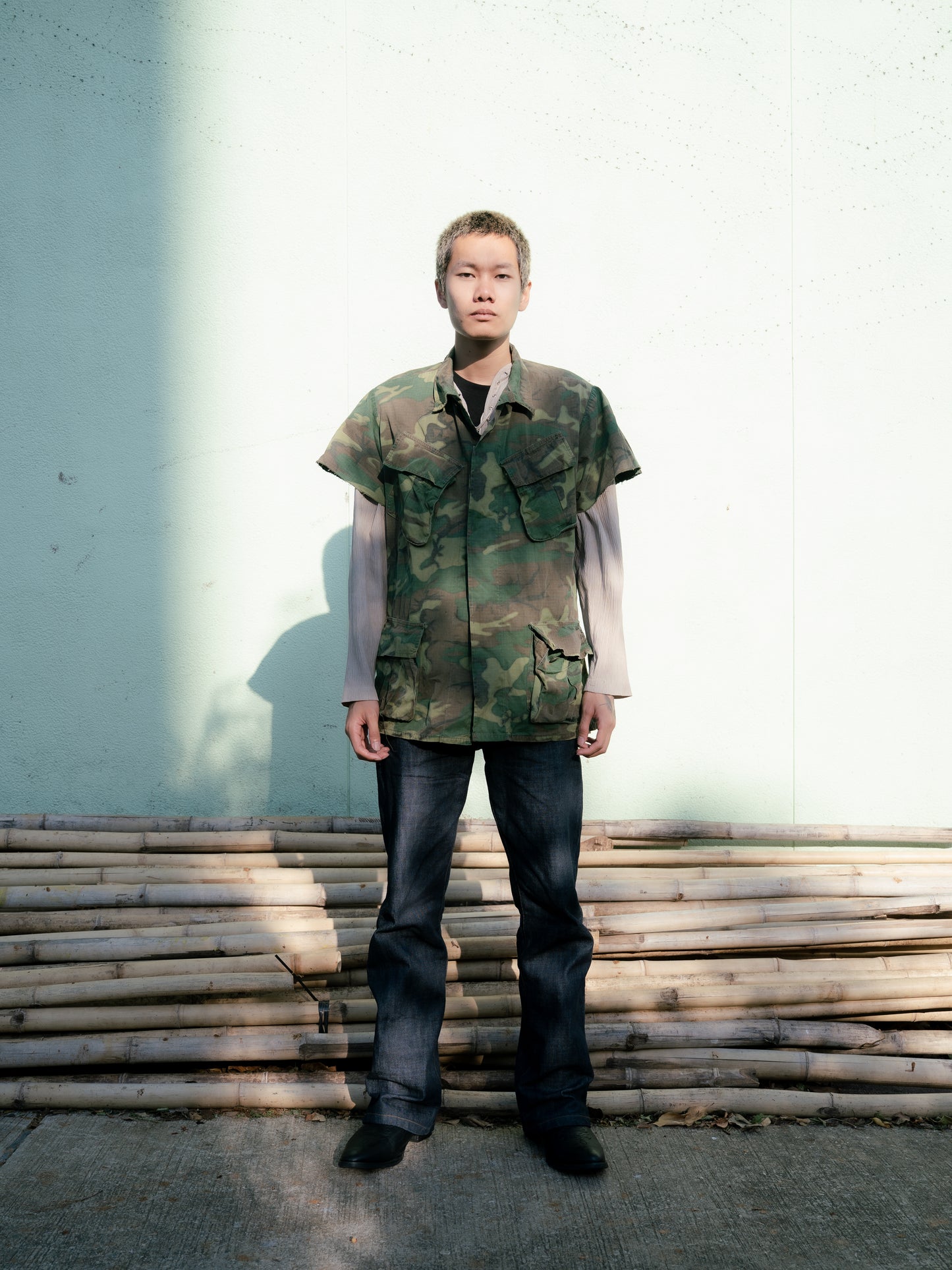 1960s U.S. Army ERDL Jungle Camouflage Fatigue Jacket - Cropped Sleeves