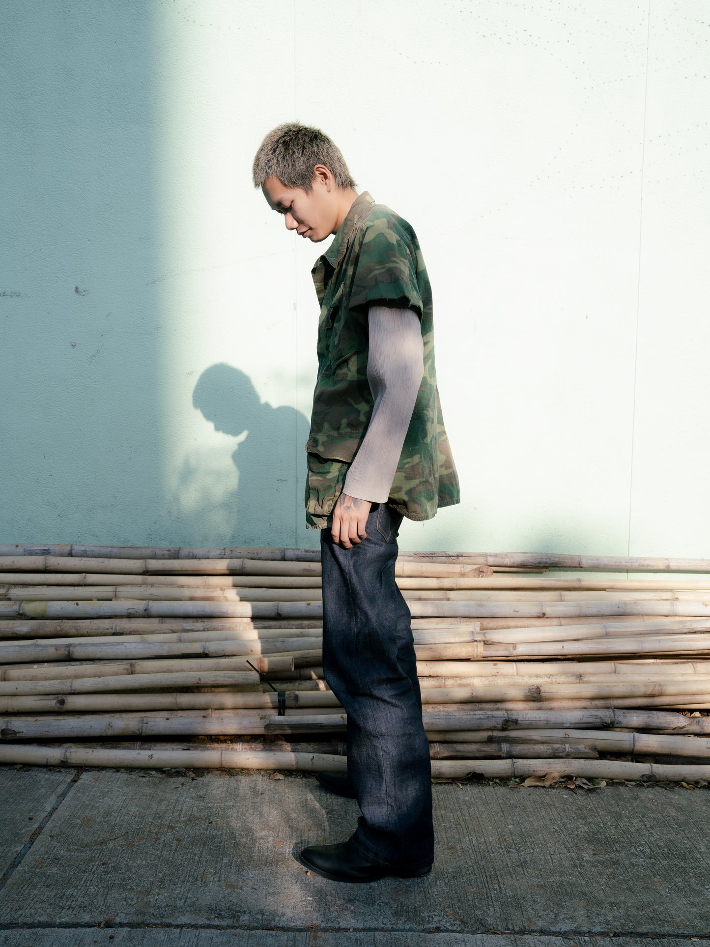 1960s U.S. Army ERDL Jungle Camouflage Fatigue Jacket - Cropped Sleeves