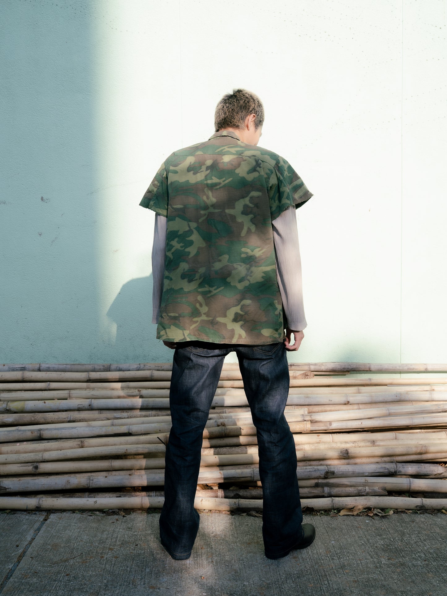 1960s U.S. Army ERDL Jungle Camouflage Fatigue Jacket - Cropped Sleeves