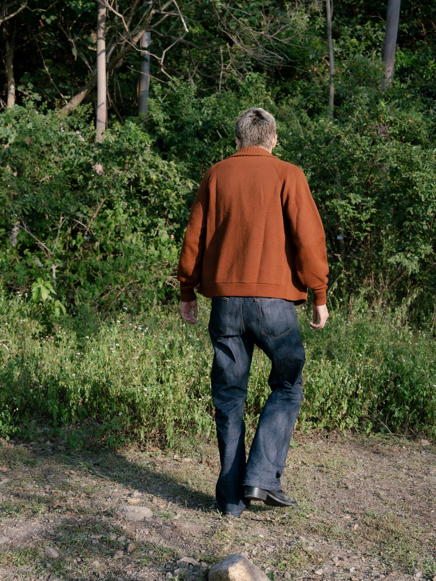 1950-60s Orlon Acrylic Mix Suede Shawl Collar Cardigan