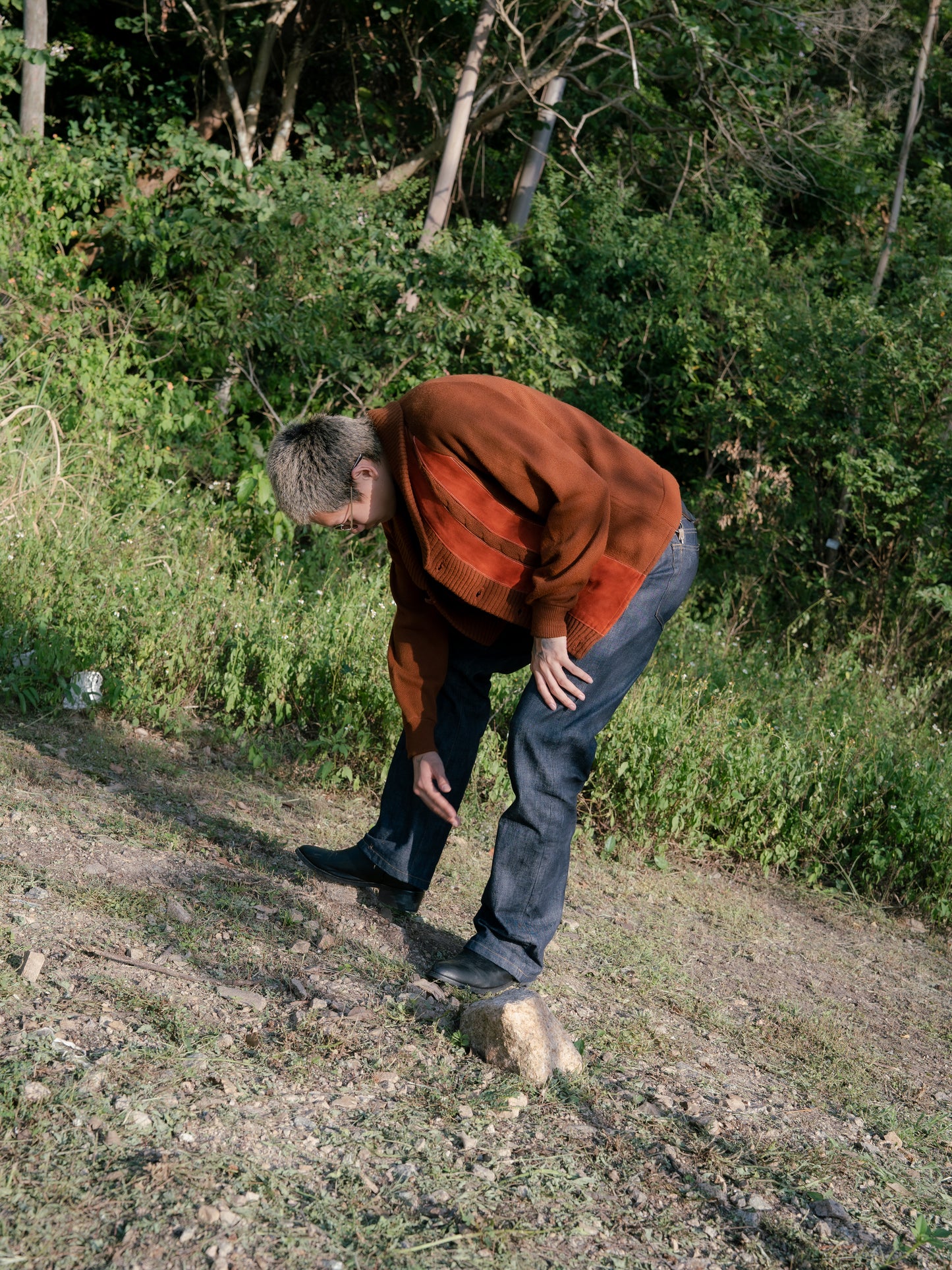 1950-60s Orlon Acrylic Mix Suede Shawl Collar Cardigan
