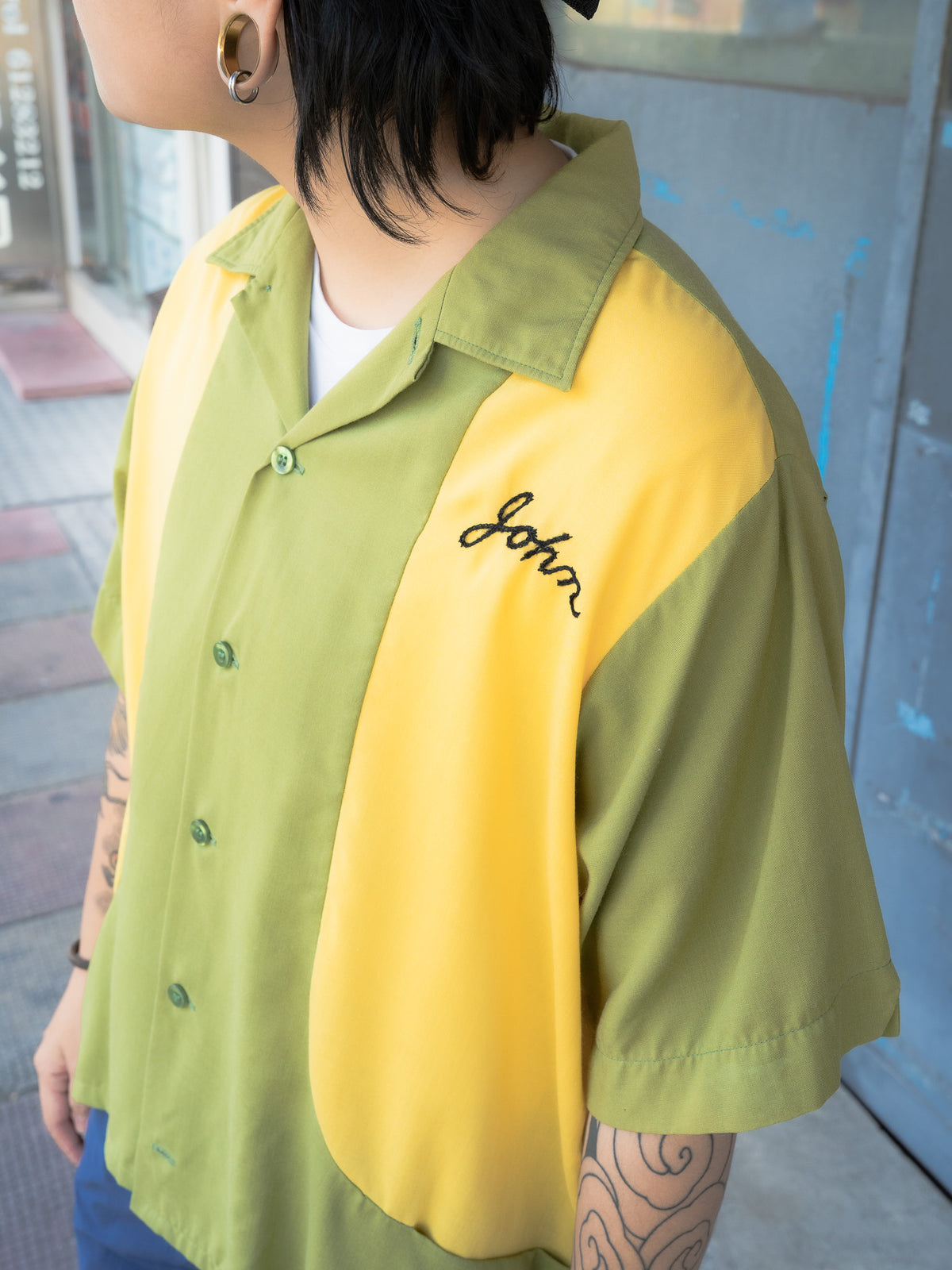 1950s "KING LOUIE" McDonald's Chainstitched Two-Tone Bowling Shirt