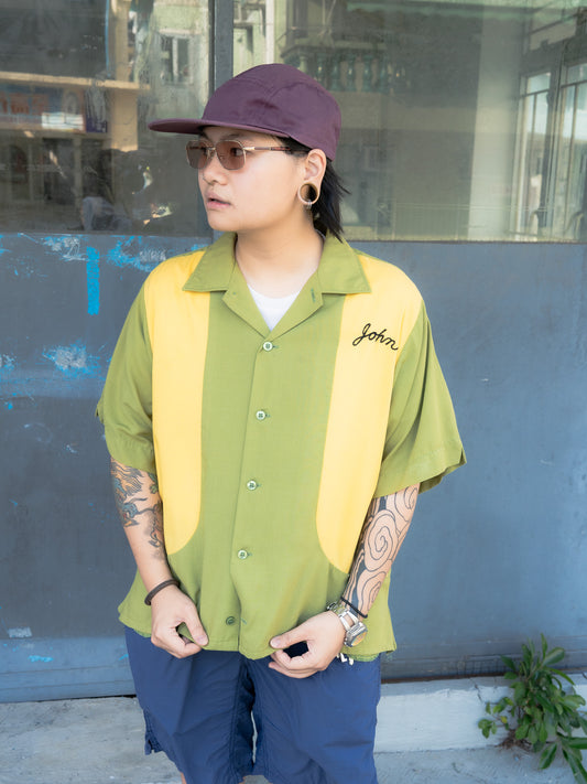 1950s "KING LOUIE" McDonald's Chainstitched Two-Tone Bowling Shirt