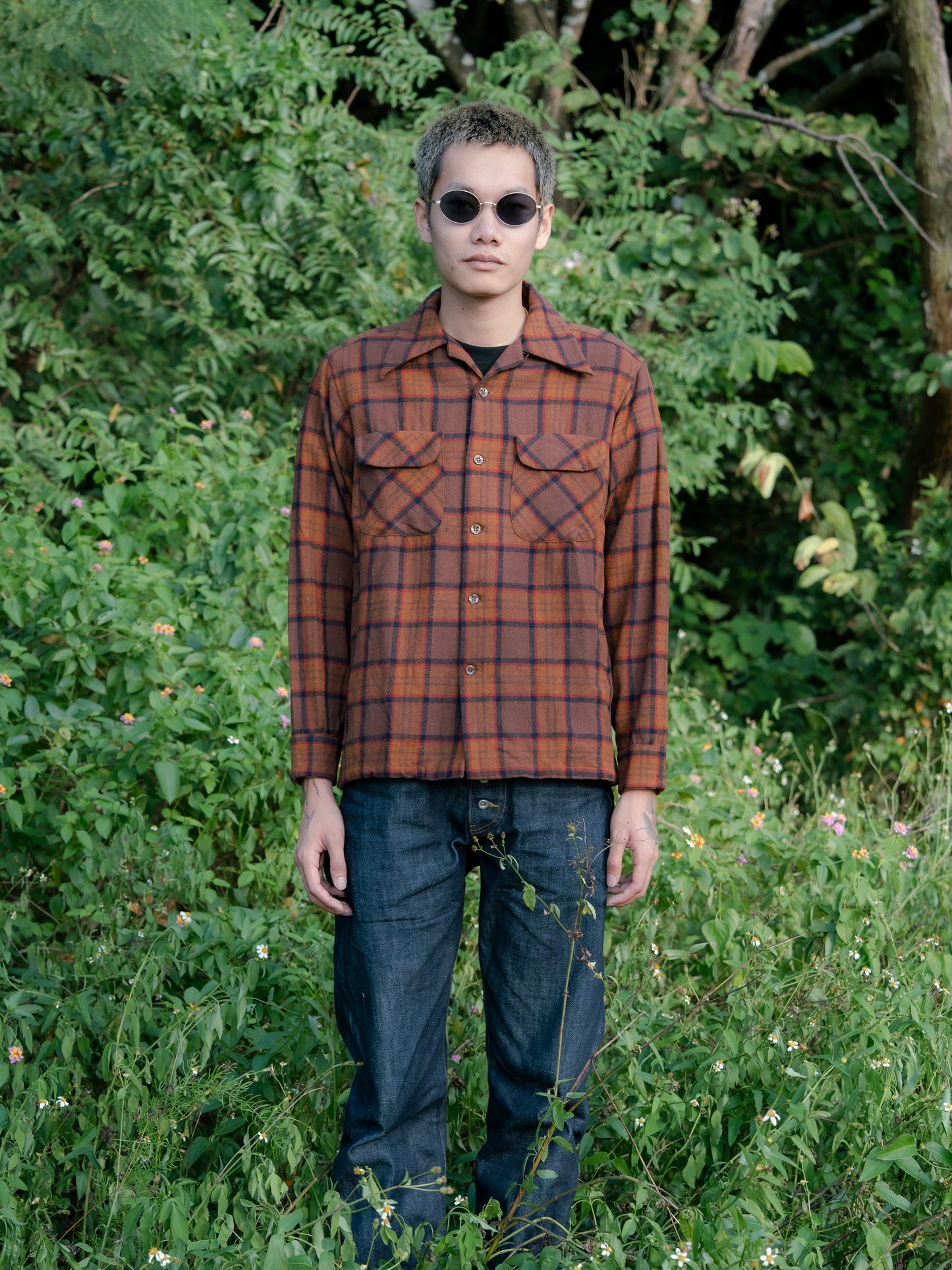 Late 1960s "PENDLETON" Wool Plaid Board Shirt