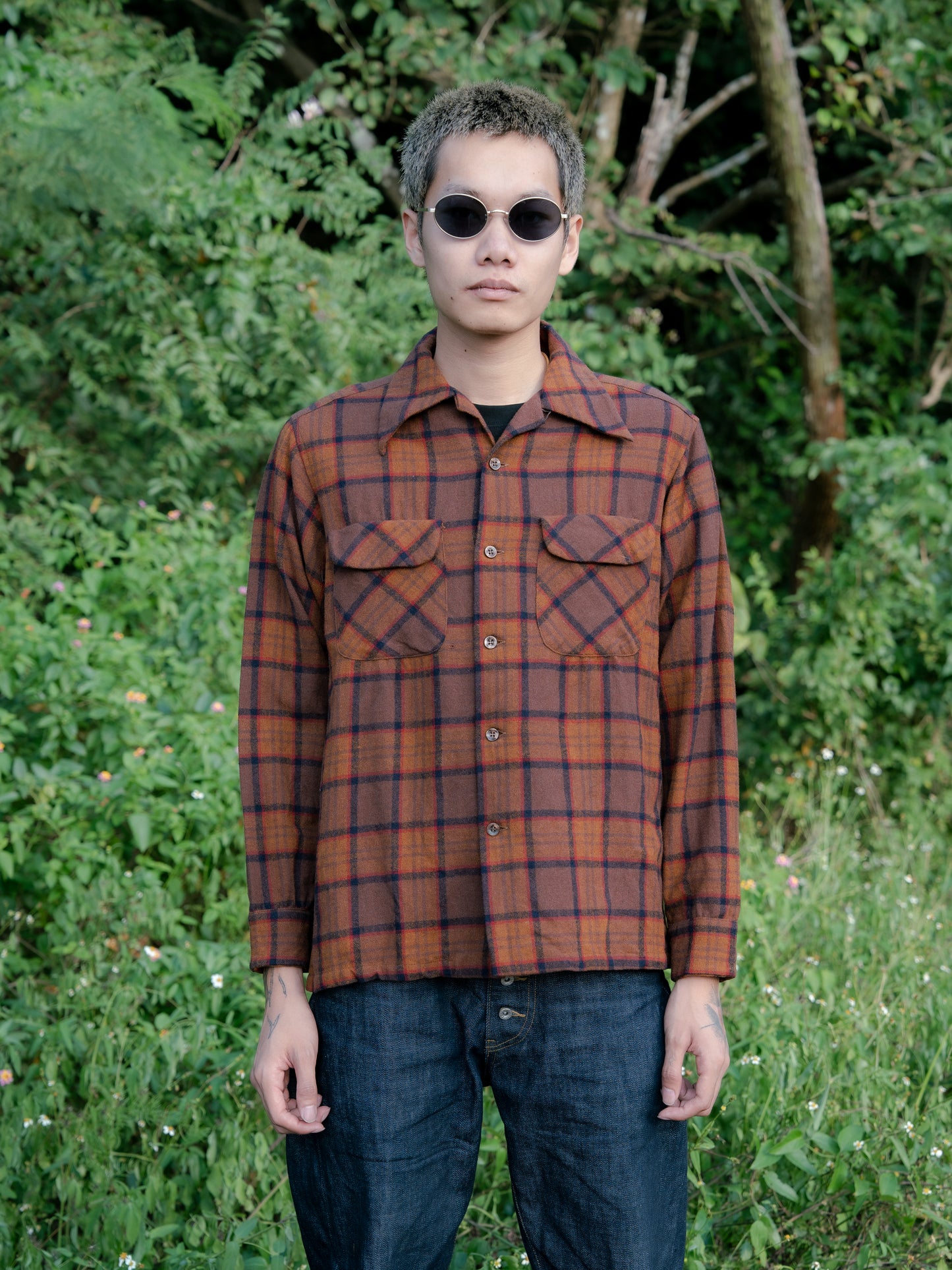 Late 1960s "PENDLETON" Wool Plaid Board Shirt