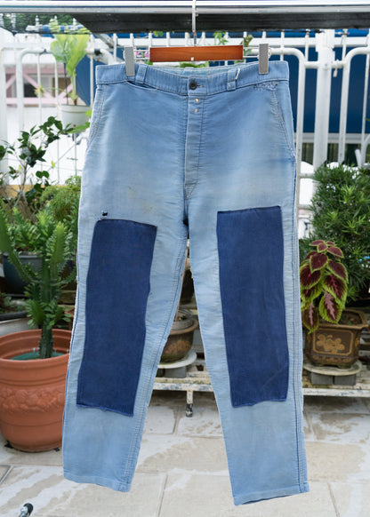 1950s French Indigo Moleskin Work Pants