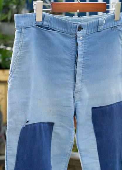 1950s French Indigo Moleskin Work Pants