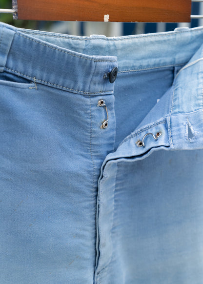 1950s French Indigo Moleskin Work Pants