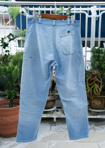 1950s French Indigo Moleskin Work Pants