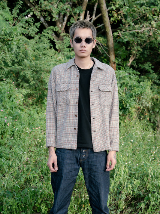 1970s "PENDLETON" Wool Houndstooth Board Shirt