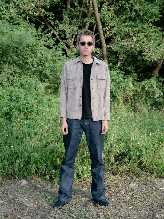 1970s "PENDLETON" Wool Houndstooth Board Shirt