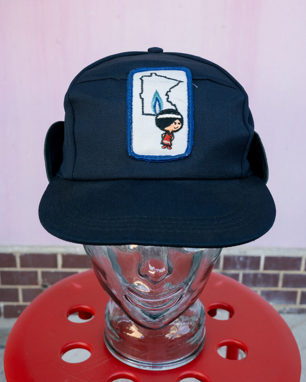 1960s-1970s ACWA Union Made Minneapolis Gas Light Company Mascot Minni Quilted Lining Earflap Cap
