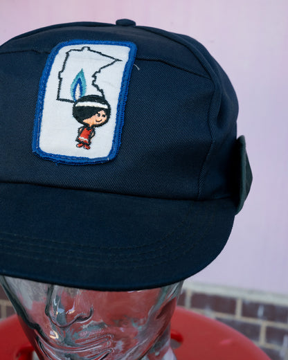 1960s-1970s ACWA Union Made Minneapolis Gas Light Company Mascot Minni Quilted Lining Earflap Cap