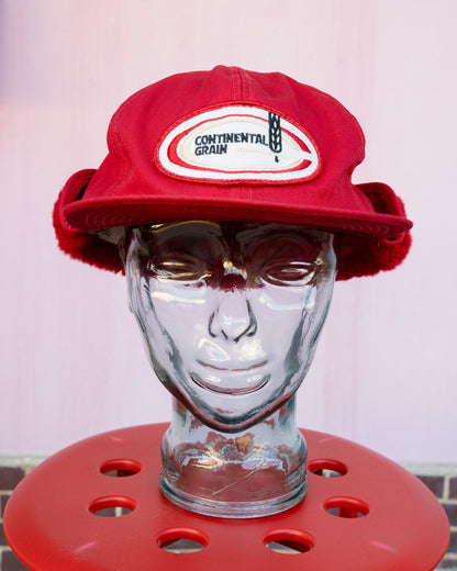 1980s "K-BRAND" Continental Grain Sherpa Earflap Cap
