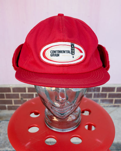 1980s "K-BRAND" Continental Grain Sherpa Earflap Cap