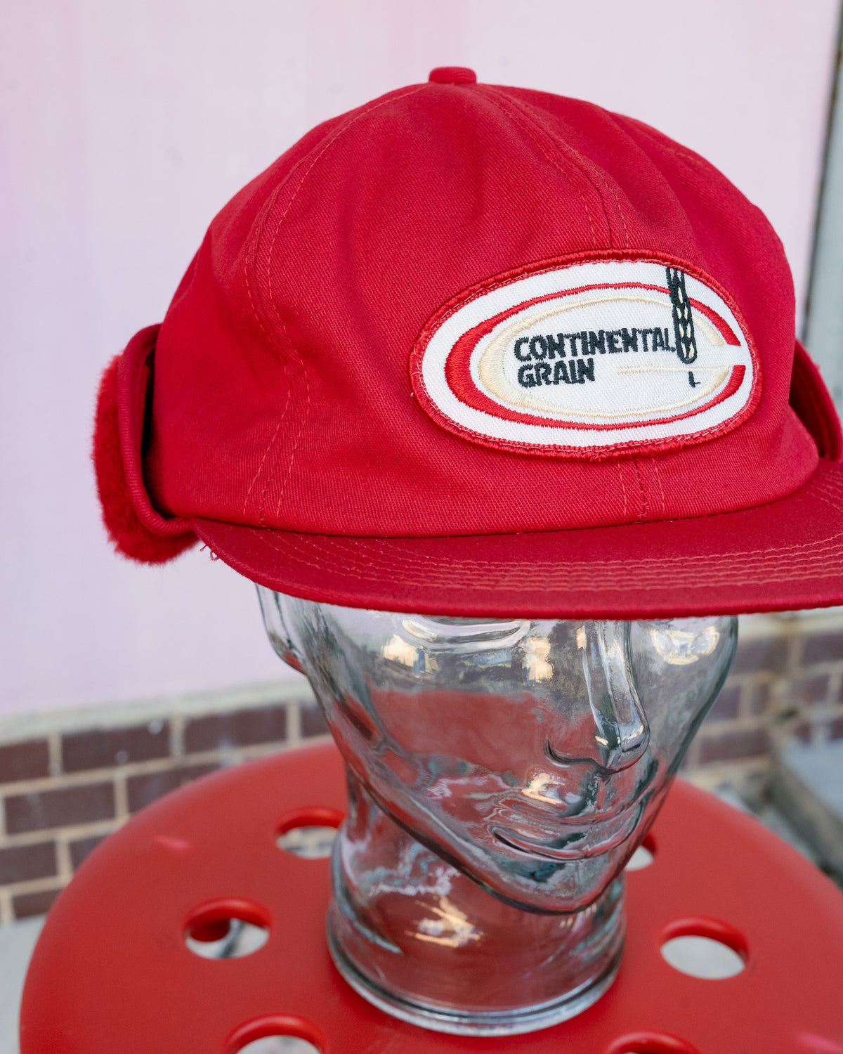 1980s "K-BRAND" Continental Grain Sherpa Earflap Cap
