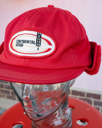 1980s "K-BRAND" Continental Grain Sherpa Earflap Cap