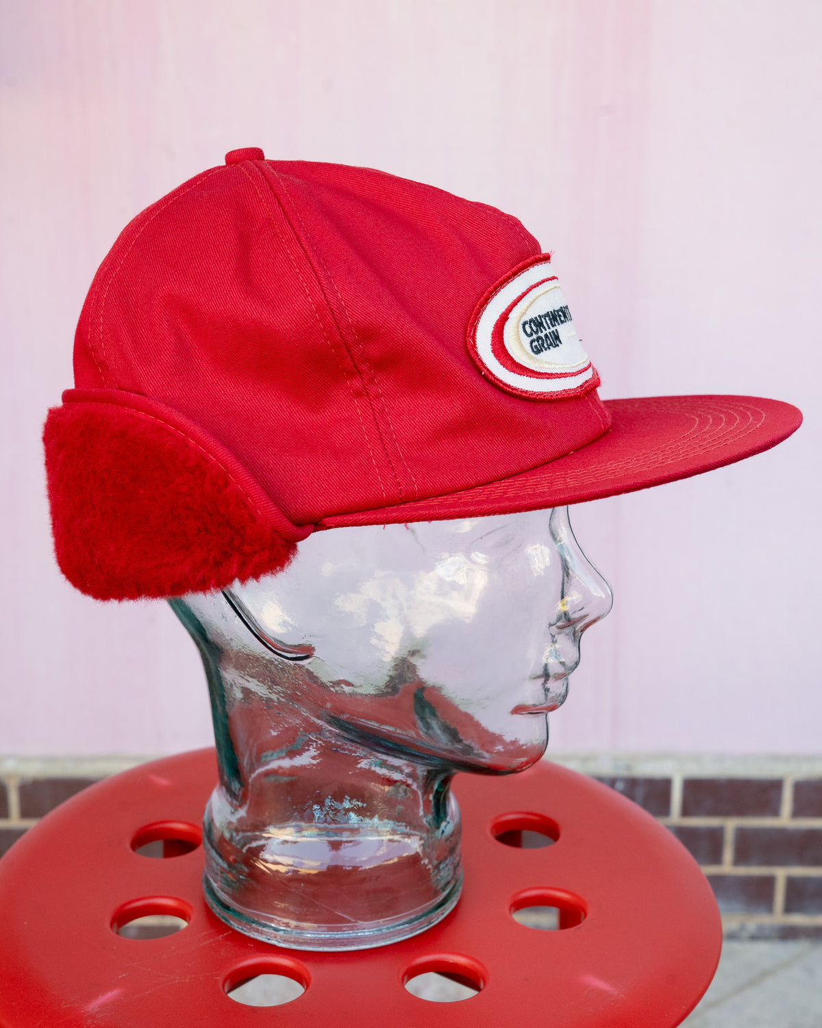 1980s "K-BRAND" Continental Grain Sherpa Earflap Cap