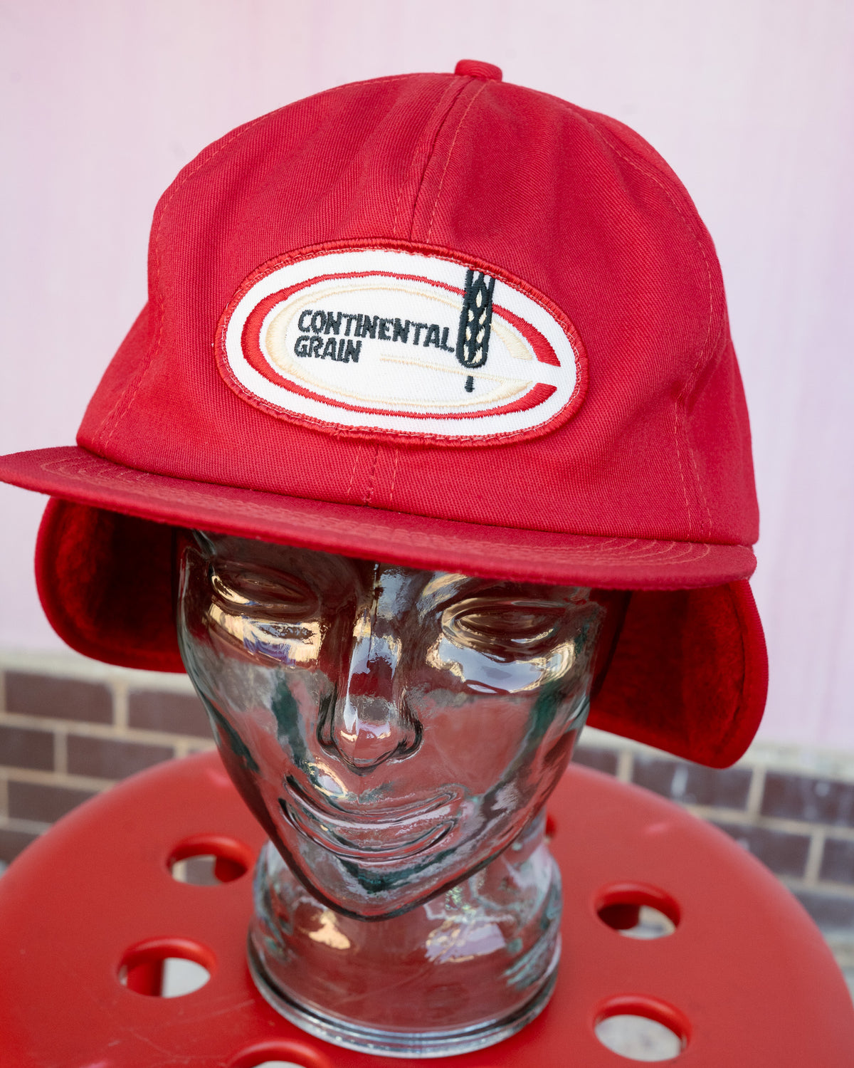 1980s "K-BRAND" Continental Grain Sherpa Earflap Cap