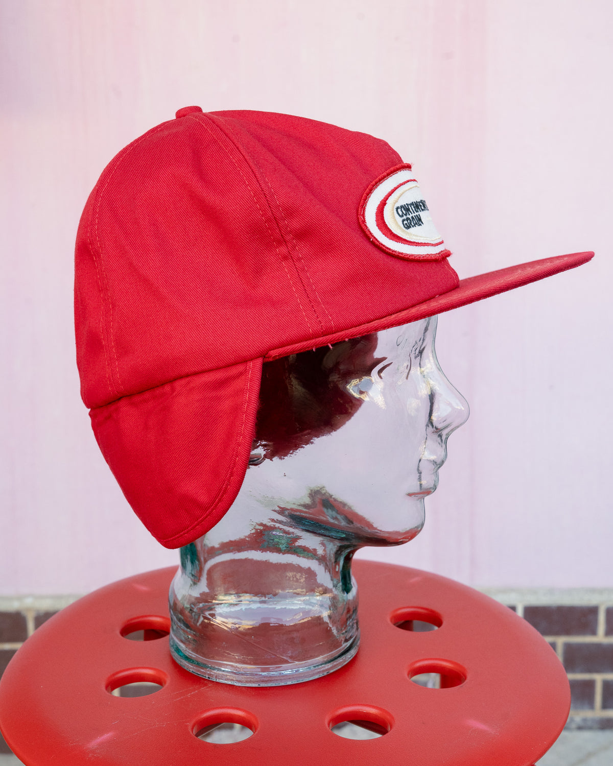 1980s "K-BRAND" Continental Grain Sherpa Earflap Cap