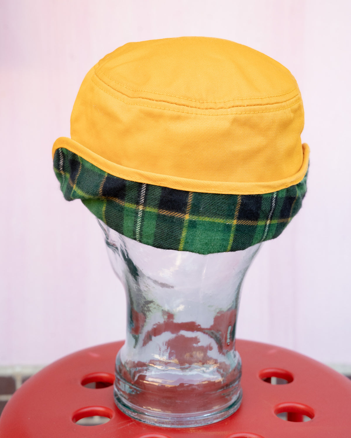 1980s "K-PRODUCTS" XL Plaid-Lined Earflap Cap