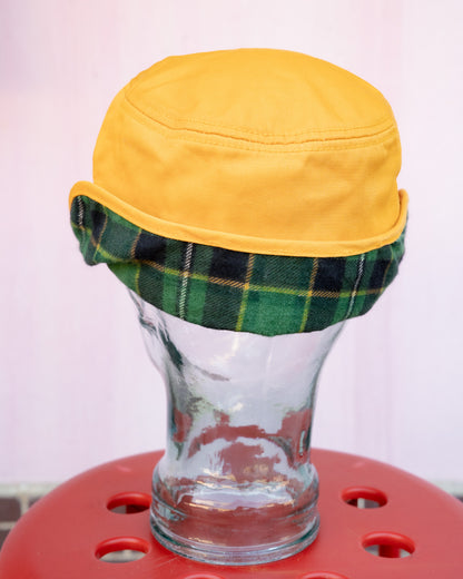 1980s "K-PRODUCTS" XL Plaid-Lined Earflap Cap