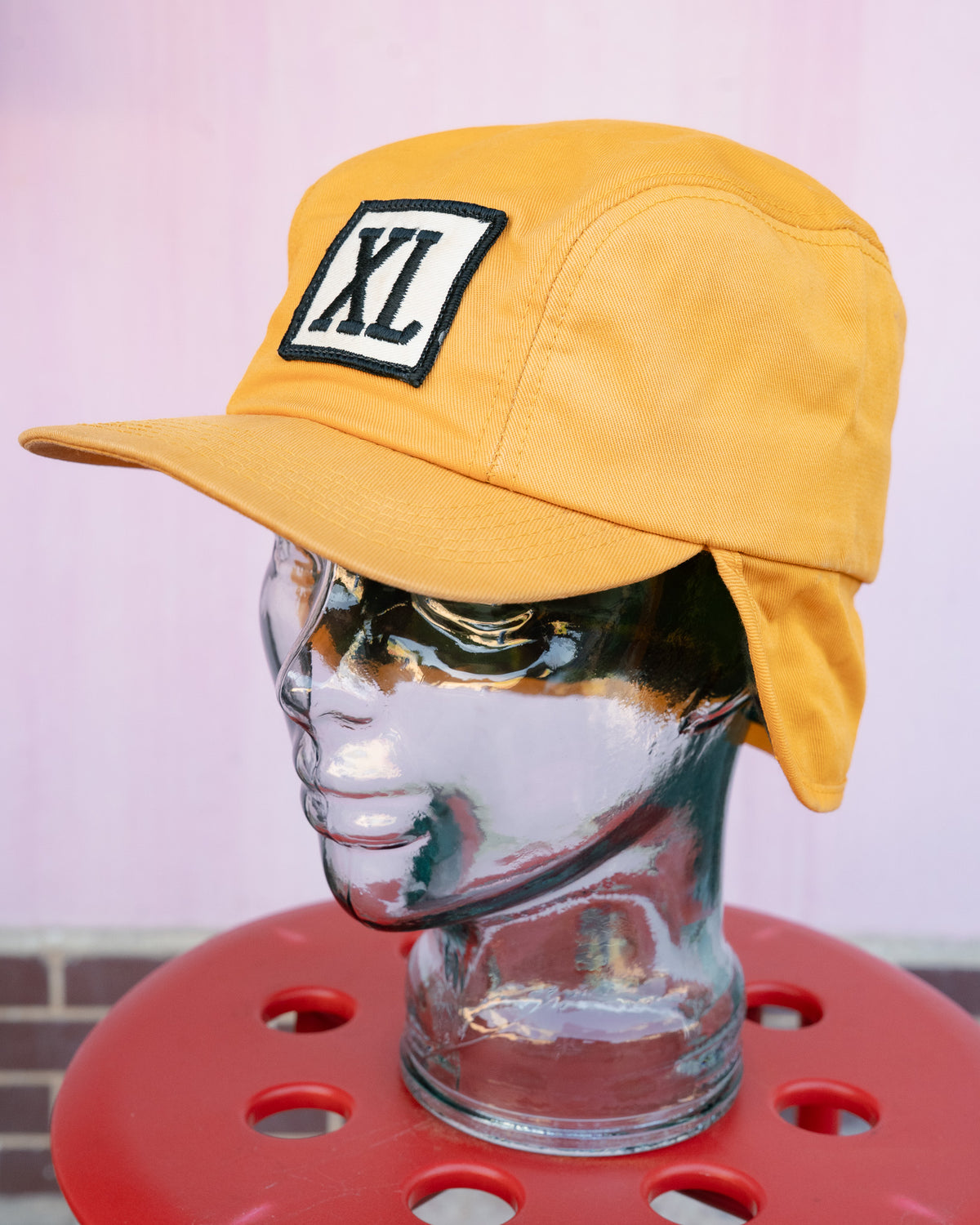 1980s "K-PRODUCTS" XL Plaid-Lined Earflap Cap