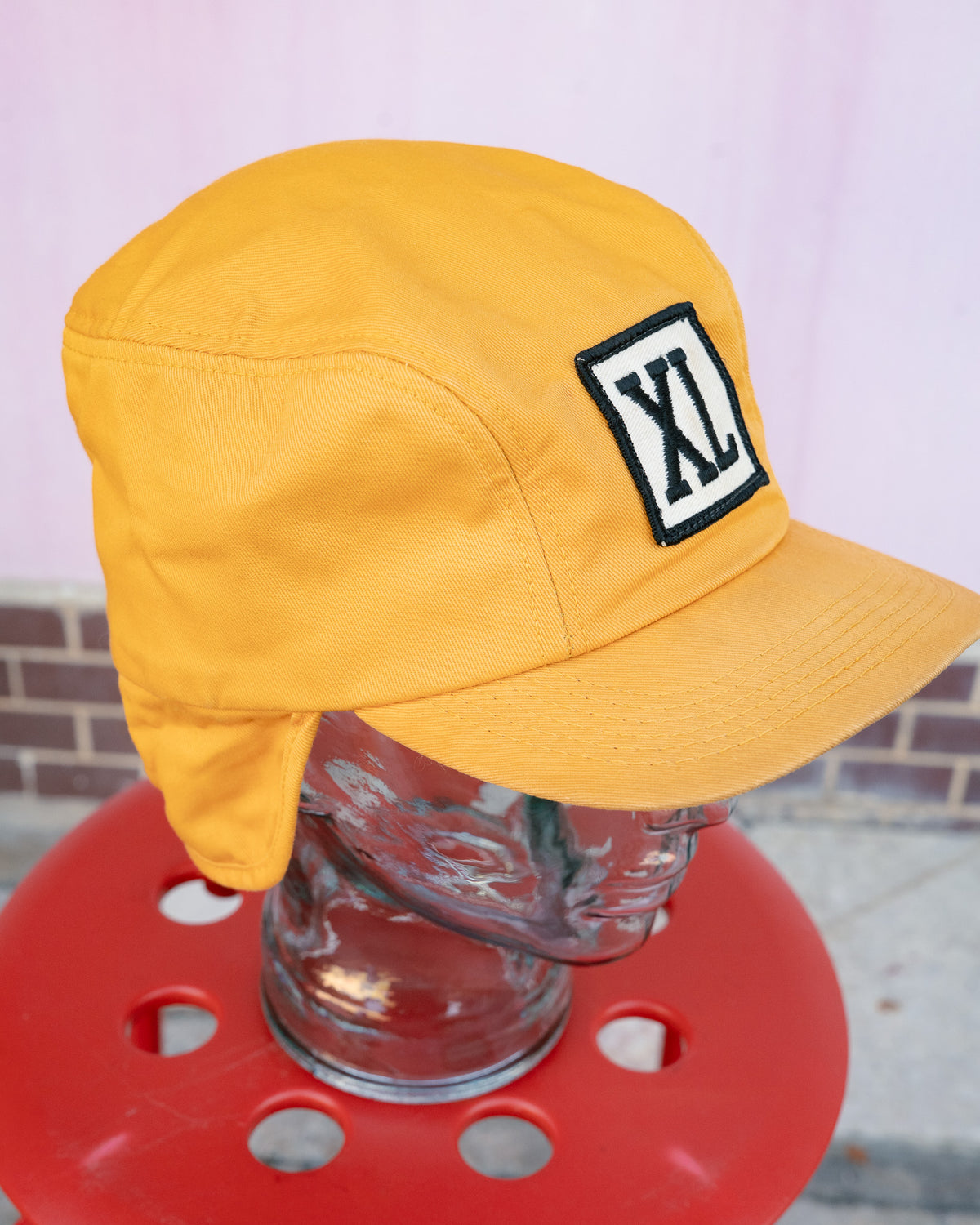 1980s "K-PRODUCTS" XL Plaid-Lined Earflap Cap