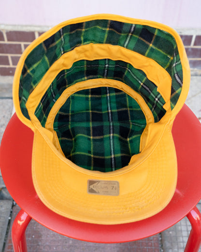 1980s "K-PRODUCTS" XL Plaid-Lined Earflap Cap