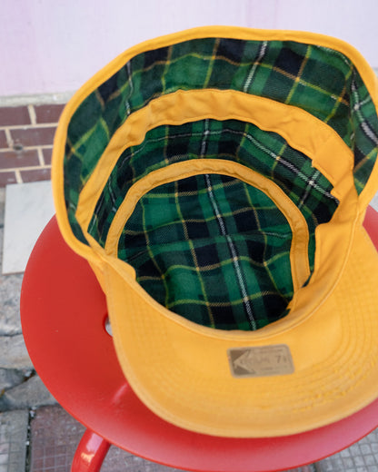 1980s "K-PRODUCTS" XL Plaid-Lined Earflap Cap