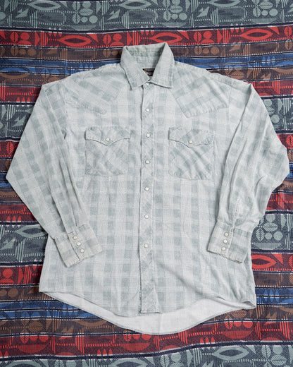 "OUTLAW" Western Dobby Stripe Pearl Snap Long Sleeve Shirt