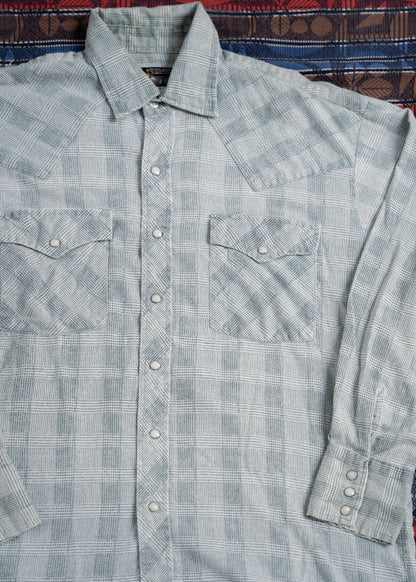 "OUTLAW" Western Dobby Stripe Pearl Snap Long Sleeve Shirt