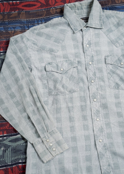 "OUTLAW" Western Dobby Stripe Pearl Snap Long Sleeve Shirt