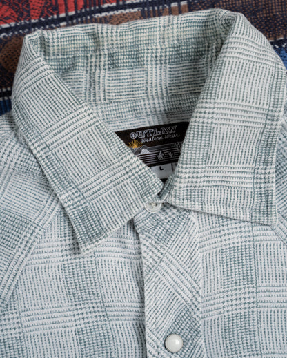 "OUTLAW" Western Dobby Stripe Pearl Snap Long Sleeve Shirt