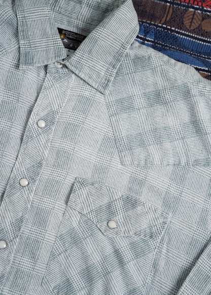 "OUTLAW" Western Dobby Stripe Pearl Snap Long Sleeve Shirt