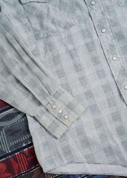 "OUTLAW" Western Dobby Stripe Pearl Snap Long Sleeve Shirt